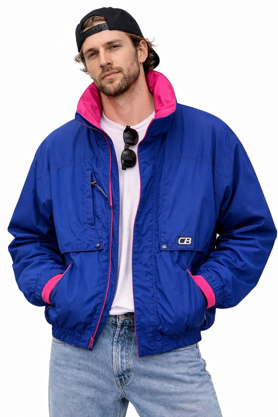 Early 1990s CB Sports Colorblock Nylon Ski Snowboard Winter Jacket Men’s Small